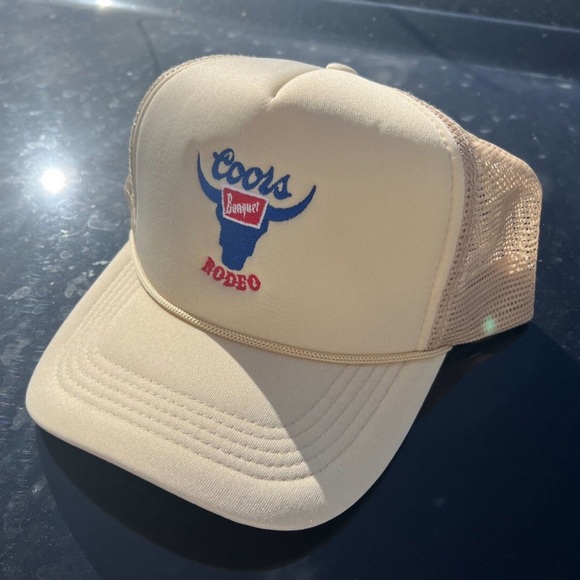 BRAND NEW Coors Banquet Rodeo beige trucker Hat with snapback with warranty! - Picture 5 of 6